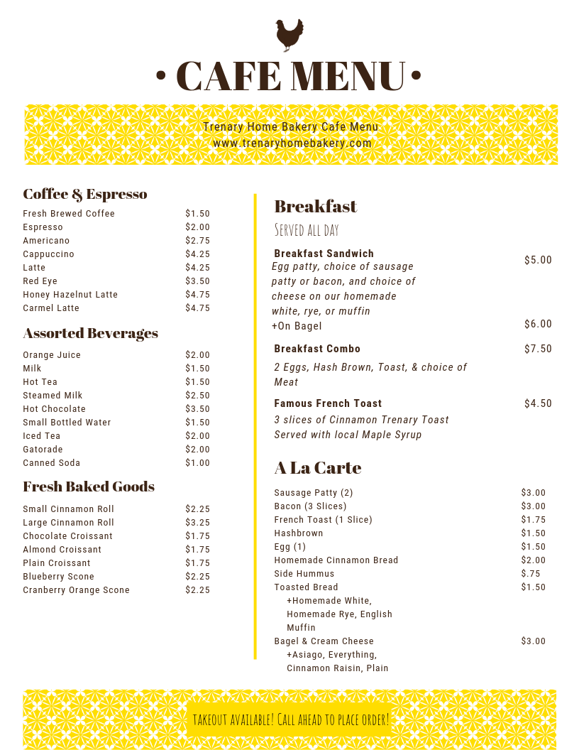 New Cafe Menu and Fall Hours!